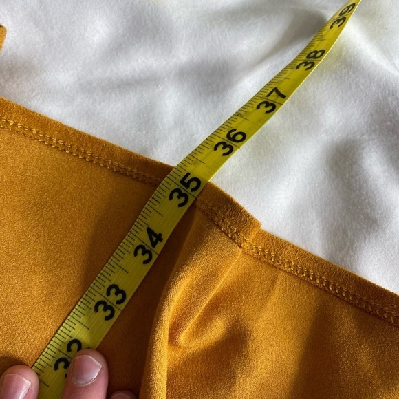 Anthropologie Maeve Orange Flounced Faux Suede Midi Skirt High-low Hem Size 6 - Picture 7 of 12